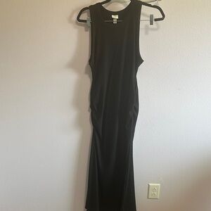a new day Black Sleeveless Ruched Ribbed Maxi Dress